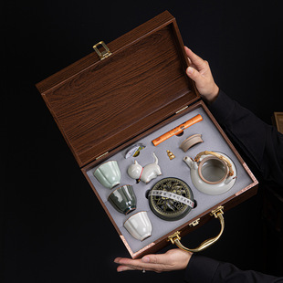 Retro Ru Kiln Tea Set Incense Set Gift Box Company Anniversary Event Practical Gift High-End Souvenir Logo