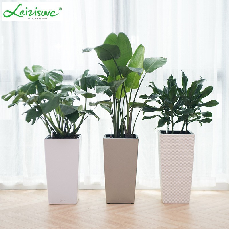 Laizhixiu perezoso maceta cuadrado pintura grande pie alto piso olla auto-absorbente perezoso maceta al por mayor