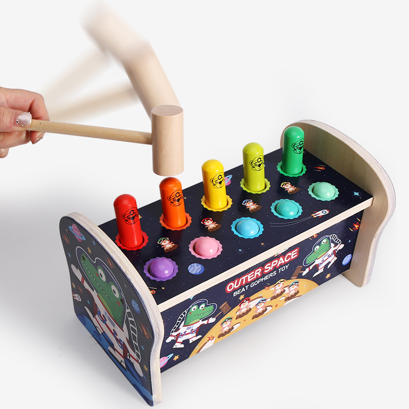 Transfronterizo piano de madera para niños golpeando hámster bebé capacidad de coordinación mano-ojo golpeando ratón remolque juguetes educativos