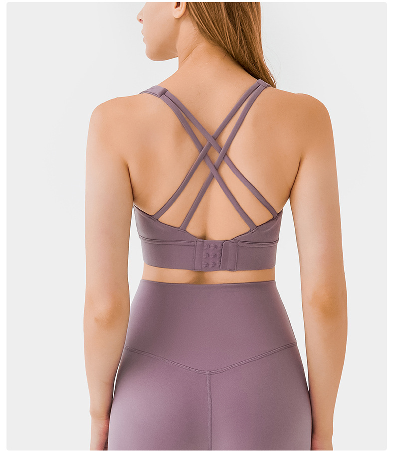 ropa interior de yoga de correas delgadas con hebilla de tres filas de color sólido NSDQF127368