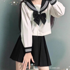 jk制服原创水手服白衬衫女春秋校服套装初高中学生班服学院风上衣