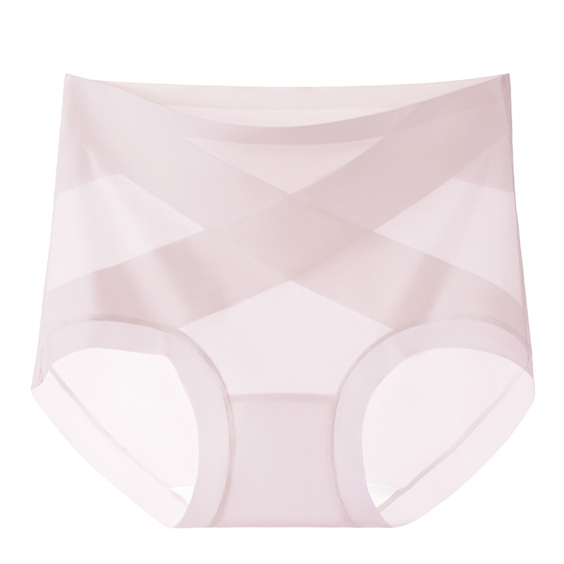 Ropa interior de abdomen sin costuras, entrepierna de algodón para mujer, entrepierna antibacteriana, forma de cadera, seda de hielo posparto, cintura alta, cadera, calzoncillos para mujer