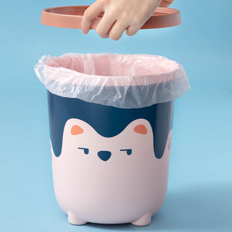 Internet Celebrity Cute Trash Can Wind ins Bedroom Household Living Room Kitchen Toilet Bathroom Round Large Paper Basket