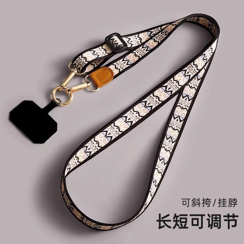 高端复古图腾手机挂绳挂脖吊绳子伸缩可调节手机壳背带绳斜挎挂链|undefined