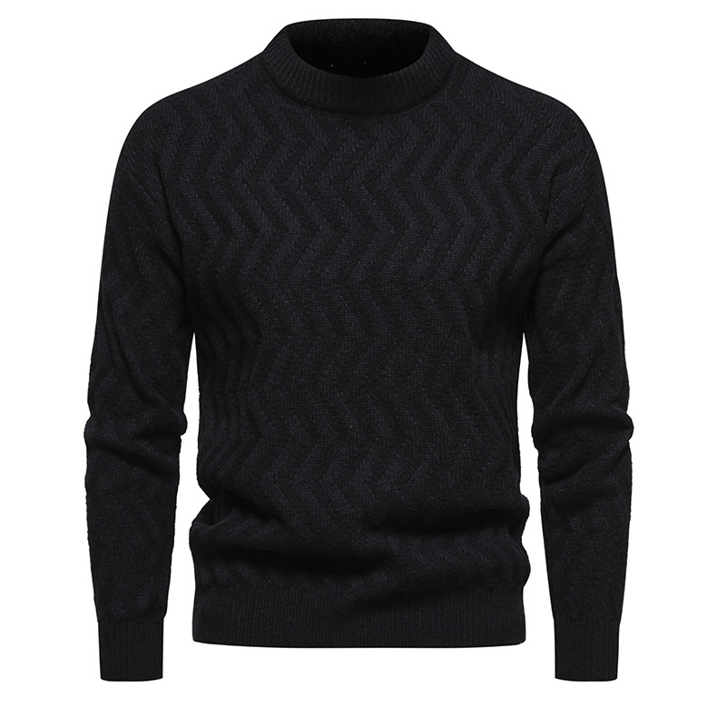 Pulover tricotat nou pentru bărbați, toamnă și iarnă, pulover la modă și călduros, pulover slim fit, pulover de bază_voghion.com