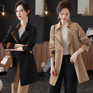 Mom 2025 Spring New Arrival Windbreaker Mid-length Middle-aged Women's Clothing Spring and Autumn Elegant Coat Dame Western Style Top