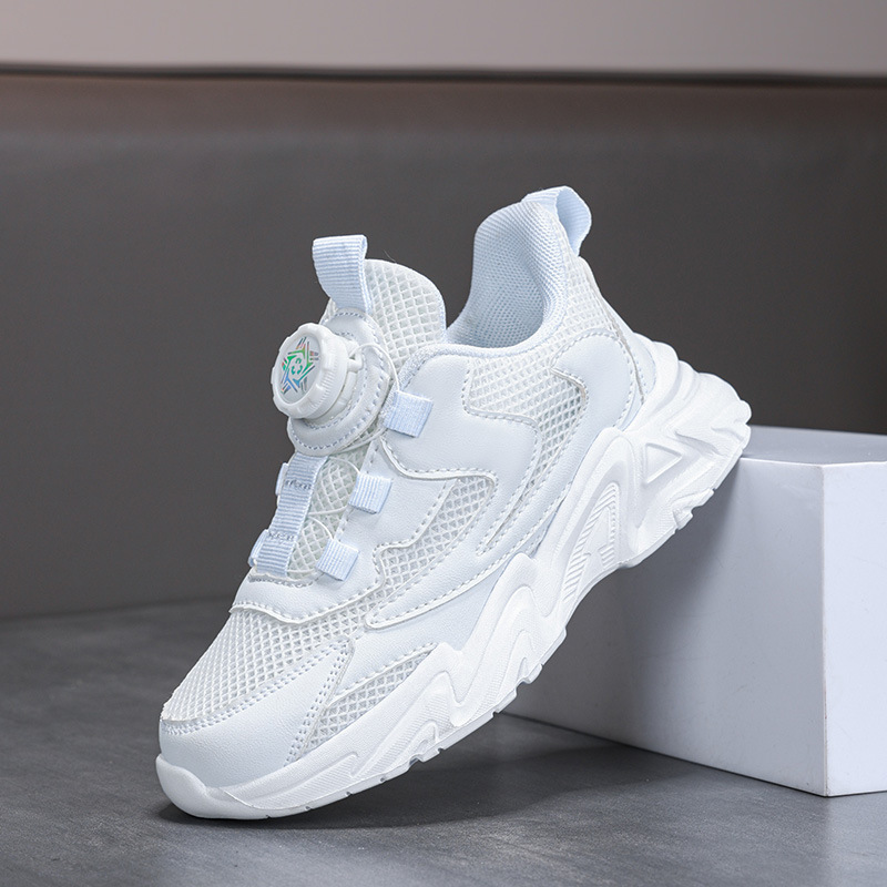Children's White Breathable Sports Shoes, New Spring and Summer Models for Older Kids, Breathable Student Sneakers, White Running Trendy Shoes Children's White Breathable Sports Shoes, New Spring and Summer Models for Older Kids, Breathable Student Sneakers, White Running Trendy Shoes