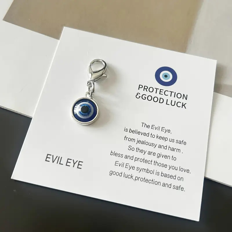跨境热销PROTECTION GOOD LUCK好运卡蓝色邪恶之眼钥匙扣包包挂件|undefined