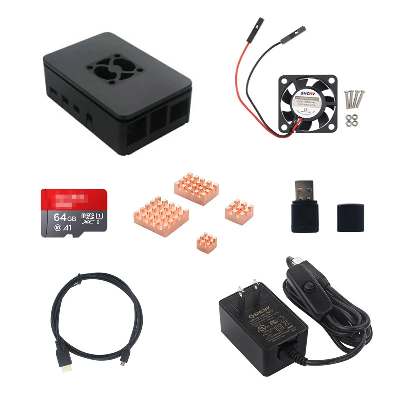 Корпус для Raspberry Pi 4B, чёрный ABS с вентилятором, защитный бокс для Raspberry Pi 4B