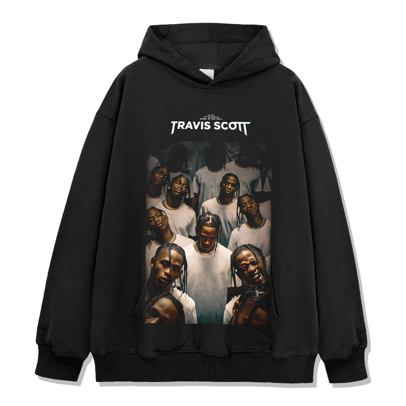 Bc Europa y América calle hip hop Travis Scott rap personaje impreso lavado apenado suelta manga corta Camiseta de los hombres