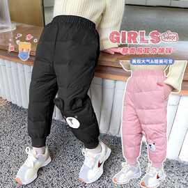 儿童羽绒棉裤2025冬款防风厚款男童女童加厚加绒保暖外穿裤子冬季