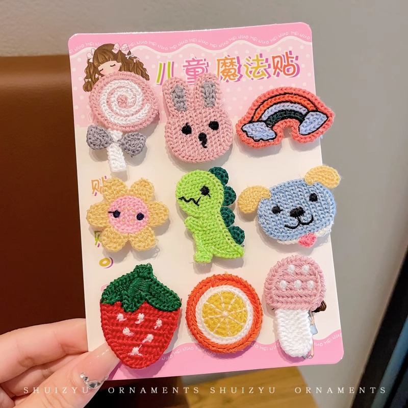 El pelo roto de las niñas artefacto de dibujos animados Velcro bebé de las niñas Linda horquilla sin costuras no duele el pelo flequillo accesorios para el cabello pegajoso