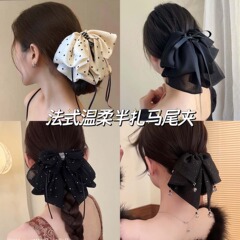 韓国蝶ネクタイリボンクリップ女性のための 2025 新しいハイエンド後頭部ヘアシャーククリップ怠惰なスタイルの帽子