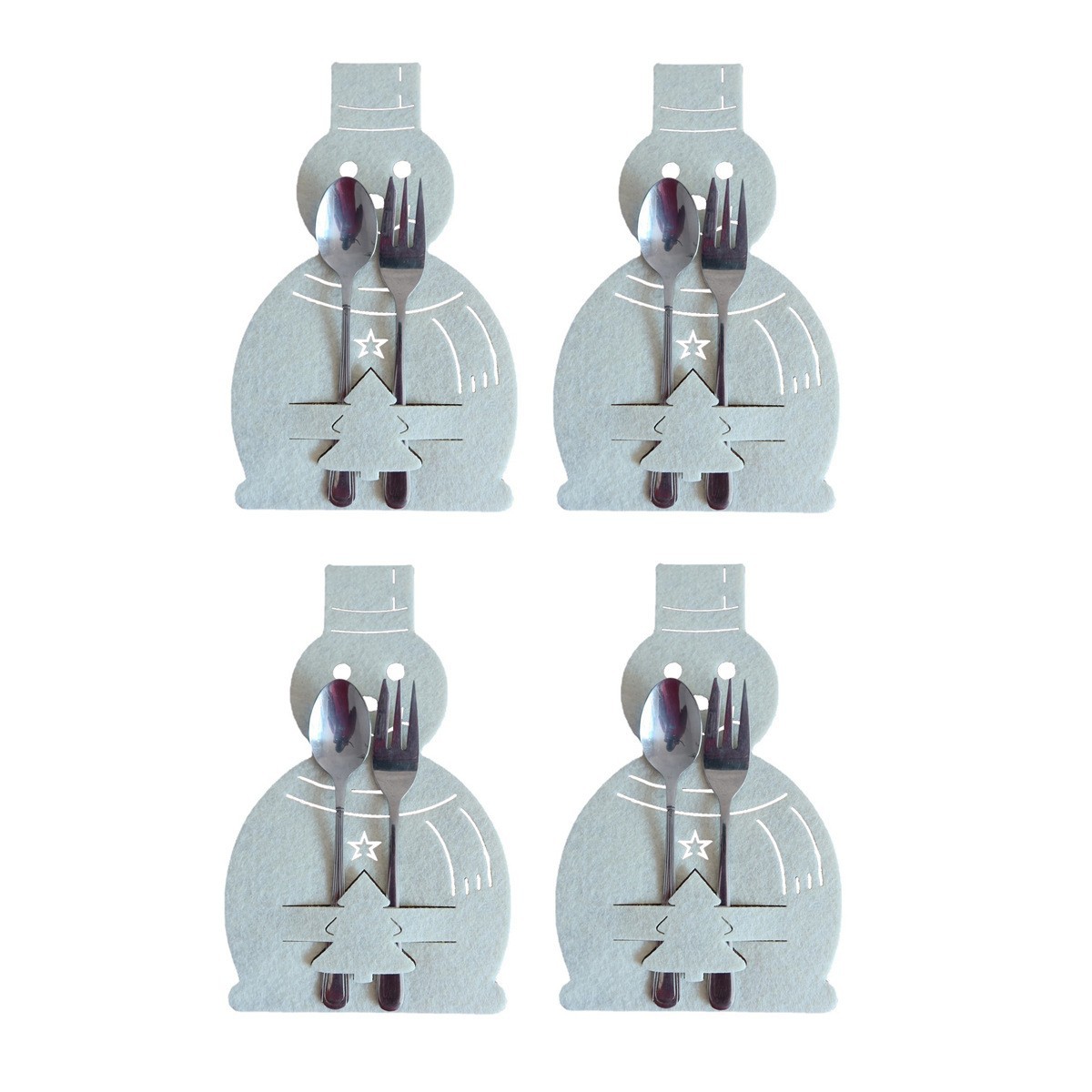 跨境圣诞雪人刀叉包袋餐具套毛毡餐具垫节日派对酒店餐桌装饰品