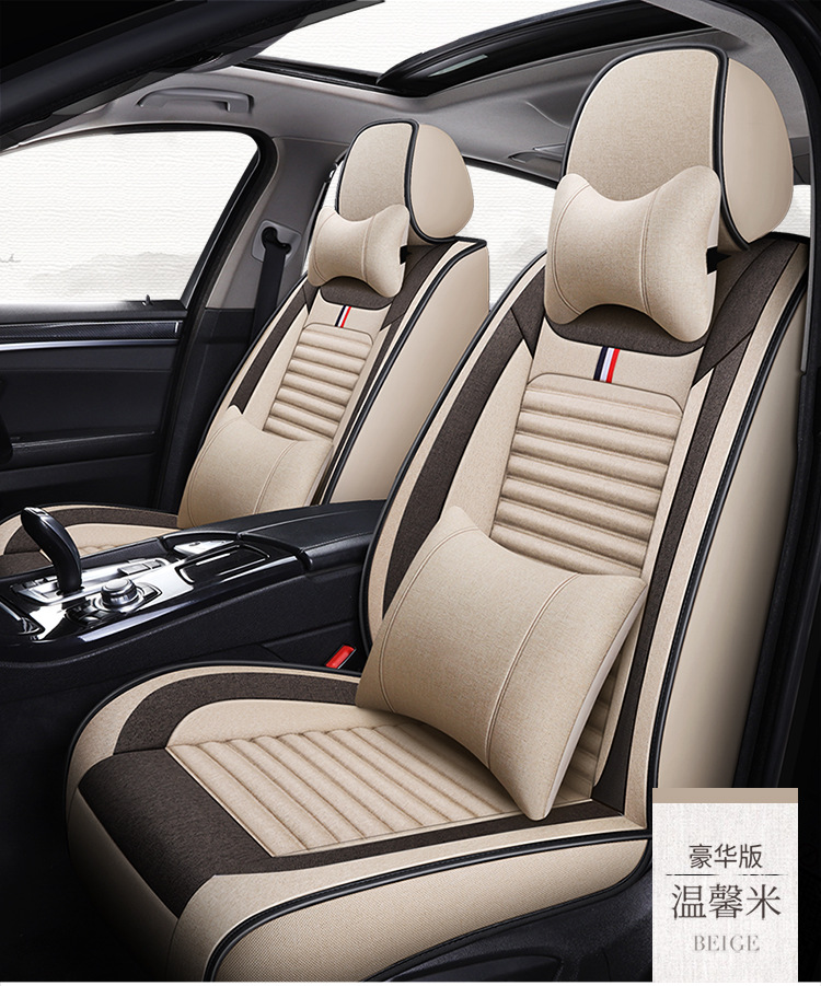 New Car Seat Covers for All Seasons, Linen Seat Cushions for Small Cars, Spring and Summer Car Seat Covers, Full Coverage Ice Silk Special Seat Cushions