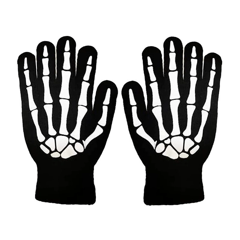 Black knitted gloves, halloween