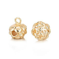 diy飾品配件歐美時尚銅鍍掛件草莓鏤空吊墜電鍍14K保色金手鍊串珠