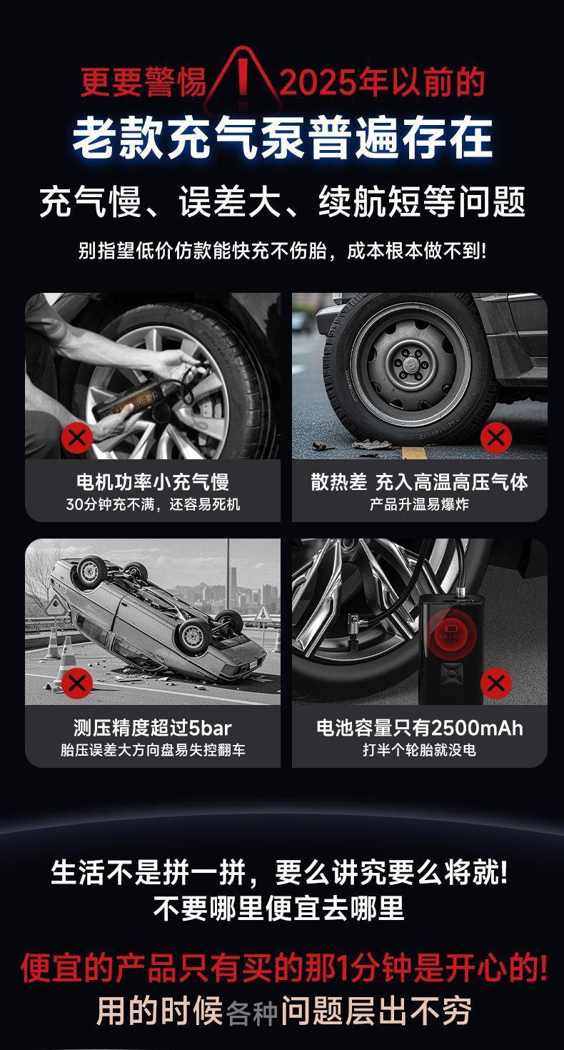 New Car Air Pump, Portable Electric Air Pump, Multi-Functional Air Pump for Car Tires