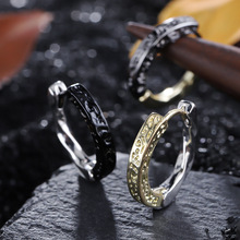 唐草纹理感金银撞色耳扣女小众设计时尚简约韩系耳环男高级感耳饰