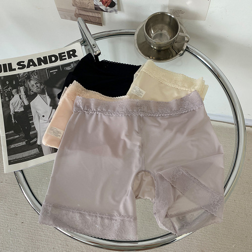 Ice Silk Safety Pants Women's Summer Ultra-Thin Underwear Seamless Nude Sensation Comfort Lace Edge Two-in-One Underwear Boxer 