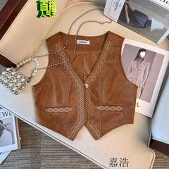 禅意风重工刺绣背心其它/其它绒马甲女旅行穿搭西部其它/其它马夹