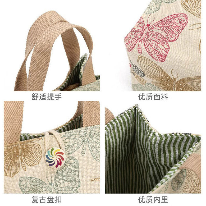 Bolsa de lona japonesa, bolsa de almuerzo, bolsa de almuerzo, bolsa de mamá, bolsa de almuerzo, bolsa de almuerzo para niñas, bolsa de oficina de viaje de moda