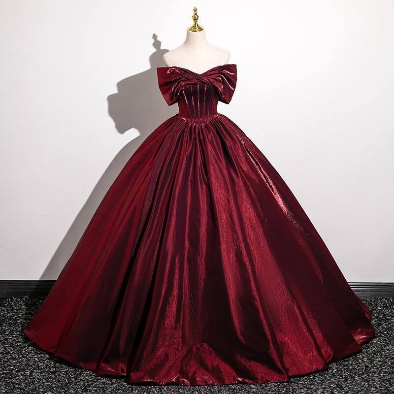 Burgundy Wedding Dress for the Bride, 2026 New Style, Long, Slim-Fit, Off-Shoulder, Suitable for Art Exams, Solo Performances, and Evening Gowns Burgundy Wedding Dress for the Bride, 2026 New Style, Long, Slim-Fit, Off-Shoulder, Suitable for Art Exams, Solo Performances, and Evening Gowns