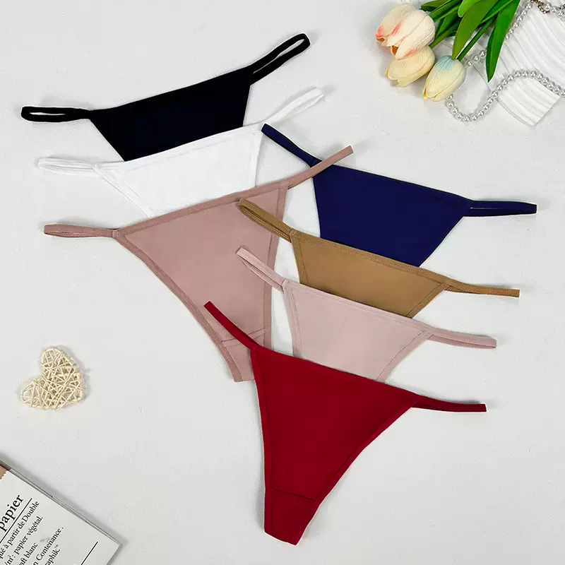 2025新款纯色系性感女士丁字裤无痕T字裤中腰纯色运动瑜伽打底T裤