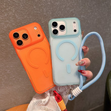 新款苹果17肤感tpu手机壳iPhone16磁吸充电15保护套14/13配挂绳