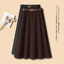 高级感毛呢半身裙女秋冬2025新款高腰宽松a字裙小个子加厚大摆裙
