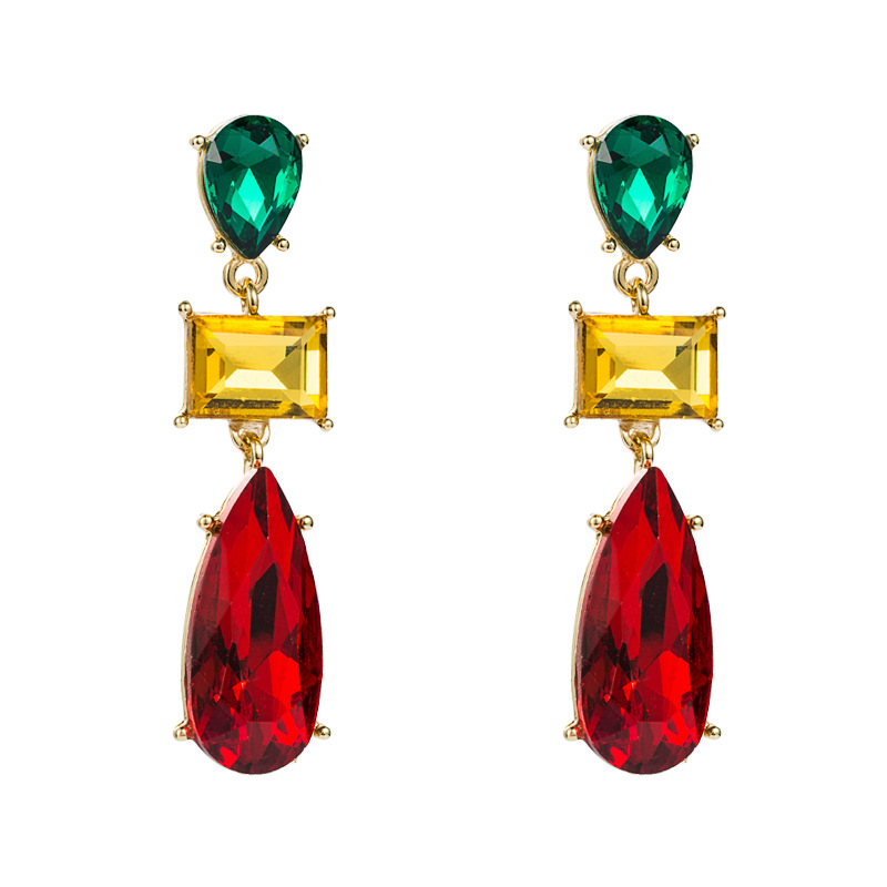 Fashion Style Fashion Geometric Diamond Alloy Artificial Gemstones Earrings