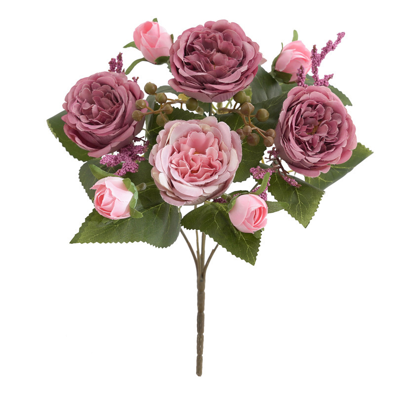 5 autumn peonies dark pink