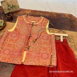 深圳南油女装真丝交织宋锦马甲新中式经典款南油秋款国风贵气