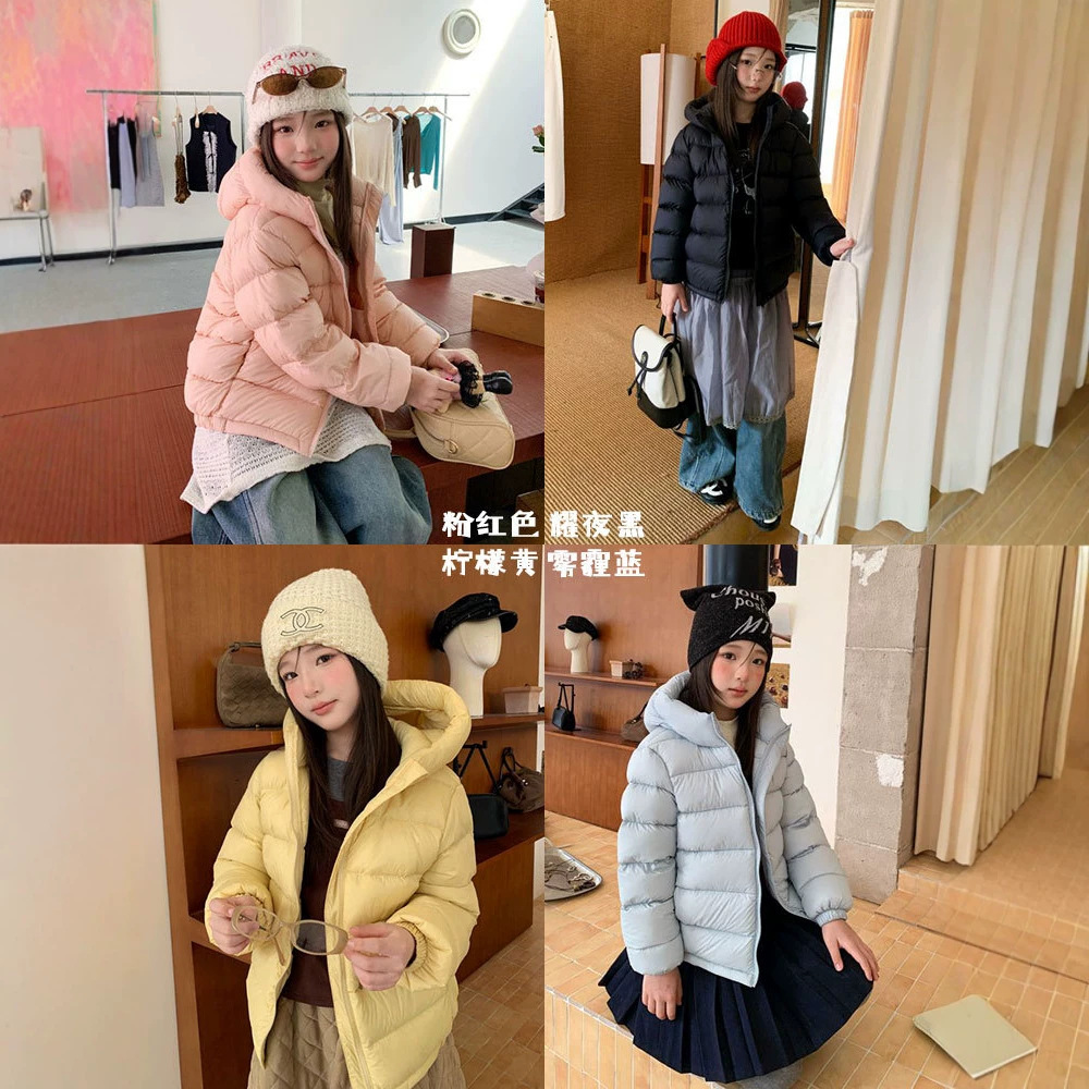 New autumn and winter national standard children's puffer hooded down jacket for boys and girls, suitable for older children and parent-child matching, thickened coat