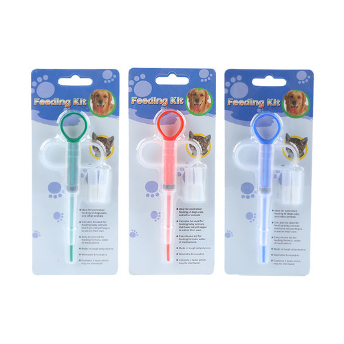 Manufacturer wholesale upgraded pet medicine feeder dog and cat feeder push type wet and dry dual-head medicine feeder