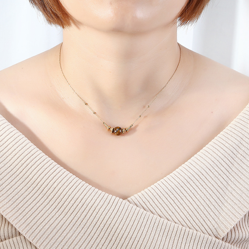 8g Weight Necklace Classification 304 Stainless Steel Chain Material 1 Piece Quantity Holiday, Daily Occasion 304 Stainless Steel, natural stone Material Geometric Pattern Women's Gender Beaded Design Casual, Simple Style Style Casual Simple Style Geometric 304 Stainless Steel Natural Stone Necklace In Bulk 4