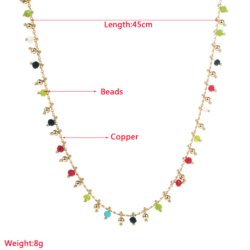 Fashion Geometric Copper Necklace Inlay Beads Copper Necklaces