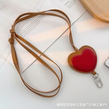 CASE手机链爱心镜子bioveg挎链适用多功能镜子防丢皮革手机挂绳