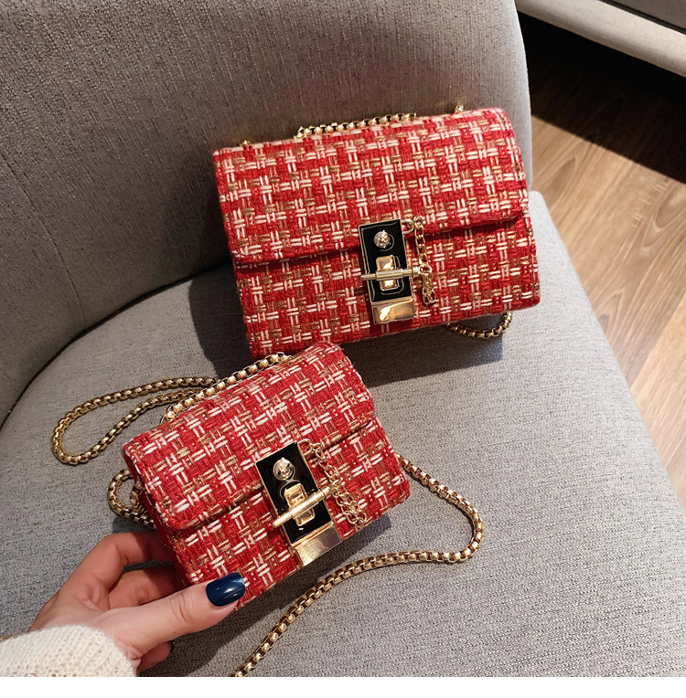 Street 2023 Nuova borsa a tracolla Borsa a catena in lana moda Borsa da donna Piccola borsa a tracolla rossa in rete fresca_voghion.com