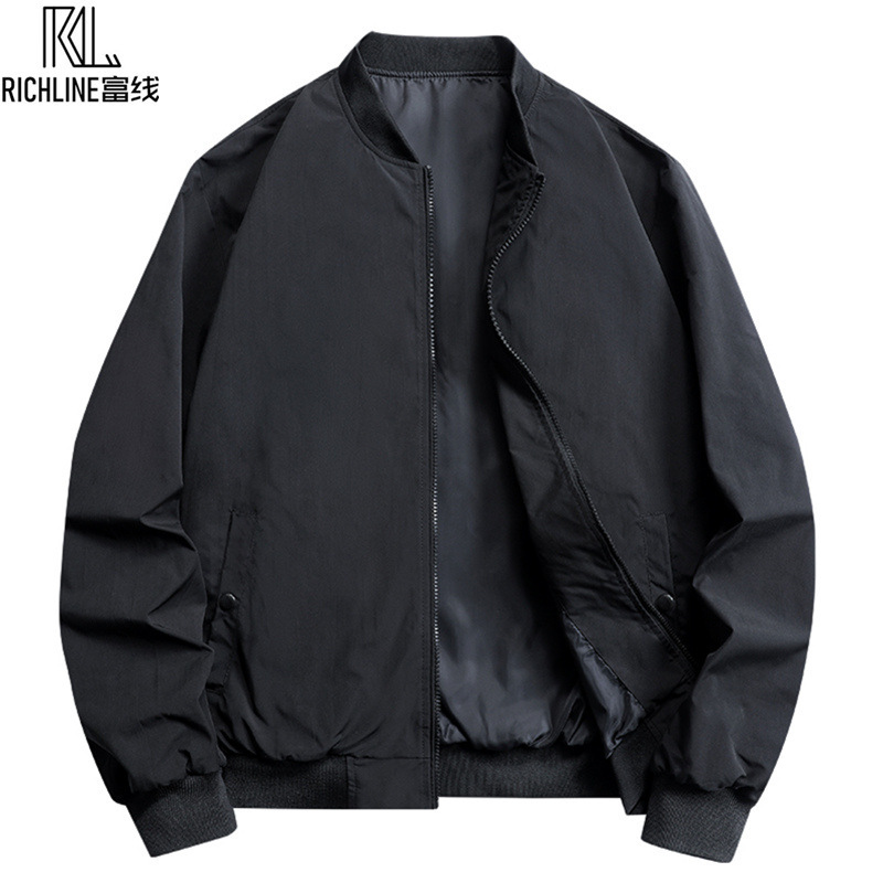Rich line autumn and winter men's casual jacket simple baseball uniform thickened cotton-padded coat pilot couple jacket wholesale