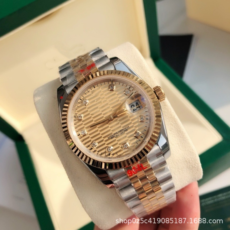 Cross-Border Dropshipping Laojia Black Diary Diamond Men's Watch Luminous Stainless Steel Fully Automatic Mechanical Watch Micro-Business Supply Foreign Trade