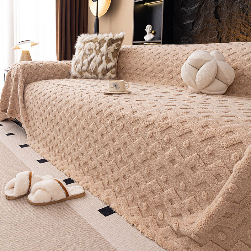 Otoño y invierno toalla de sofá gruesa, almohadilla de sofá de color sólido, toalla de sofá antideslizante y resistente al desgaste, toalla de sofá antideslizante, invierno grueso