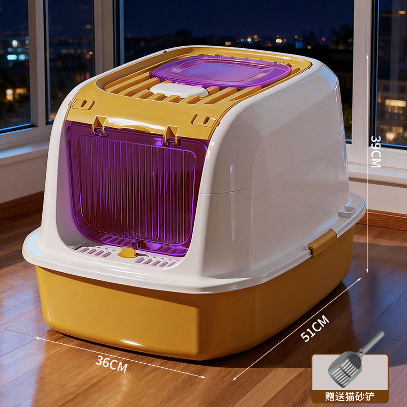 Cajón de arena para gatos super grande totalmente cerrado anti-spillado ultravioleta inodoro para gatos artículos para mascotas de plástico arena para gatos