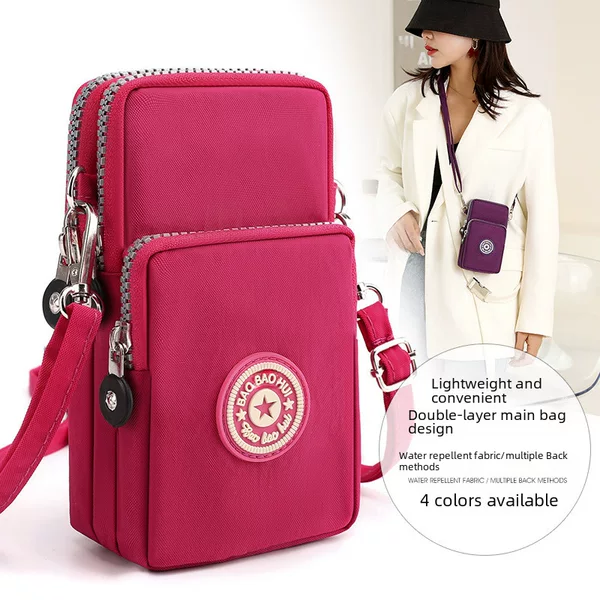 Cross-Border Korean Style Cross-Body Mobile Phone Bag for Women Cross-Body Fabric Mobile Phone Bag Halter Sports Arm Bag Vertical Wrist Coin Purse