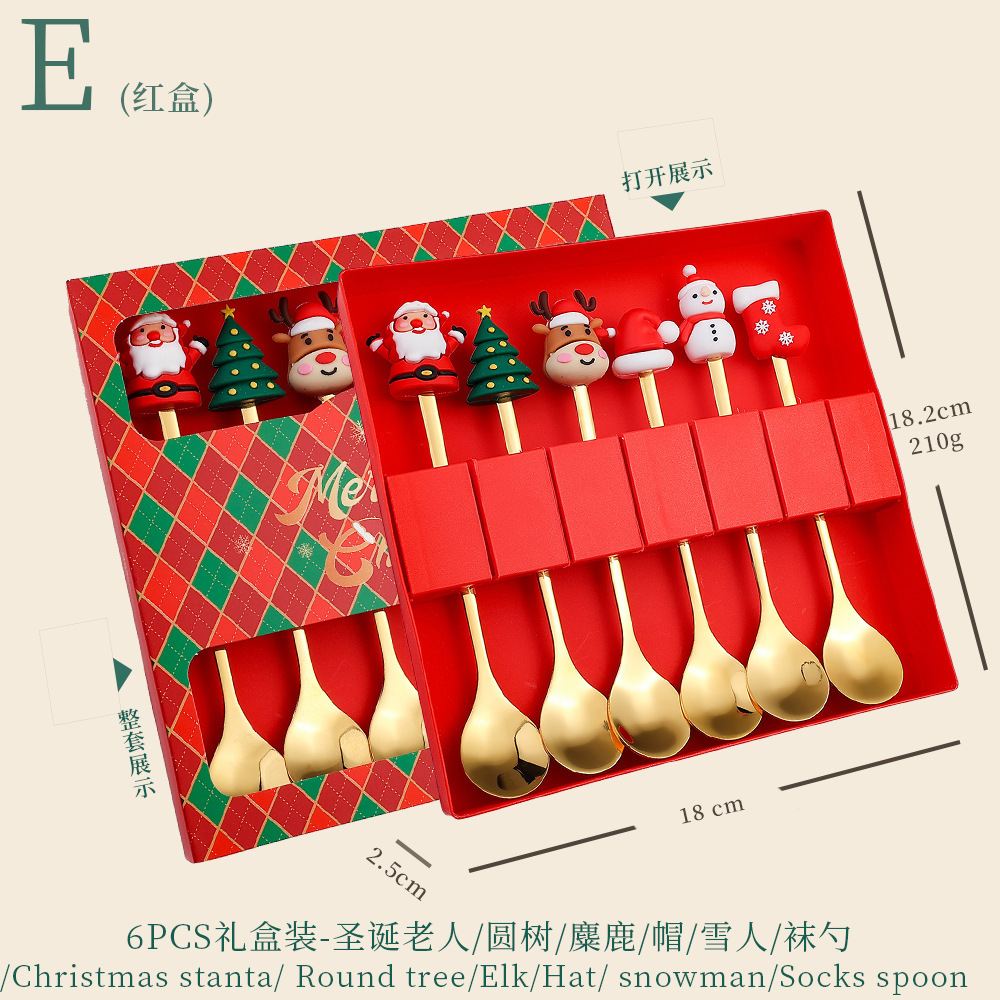 Cucharas nórdicas INS navideñas – cucharas doradas de postre o café de acero inoxidable