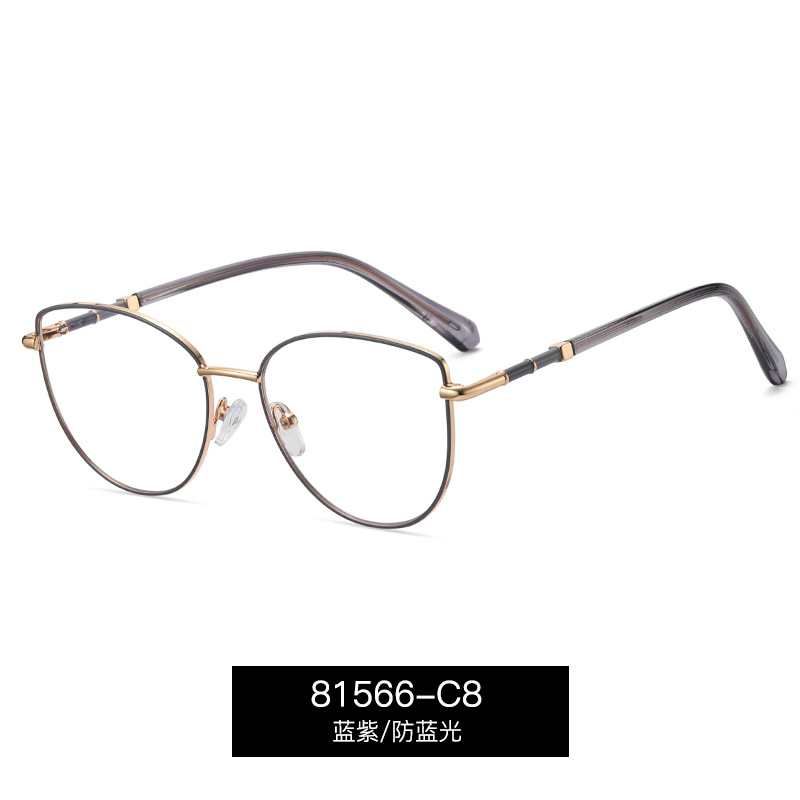 81566 nuevo marco de color transfronterizo gafas anti-luz azul damas pie de resorte de color espejo óptico de marco pequeño con espejo
