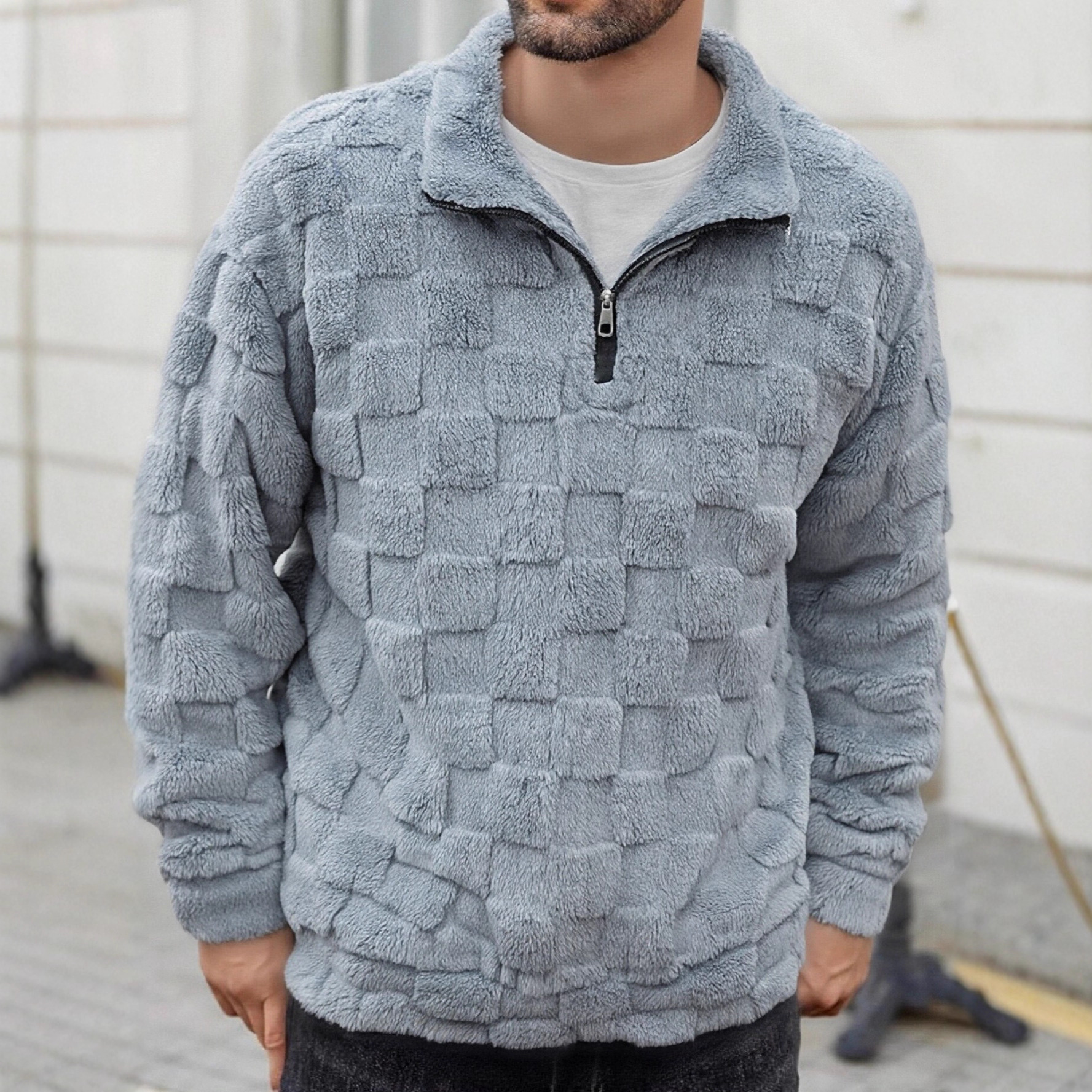 2024 Amazon Aliexpress hombre chaqueta de manga larga suelta otoño y invierno casual chaqueta de medio cremallera