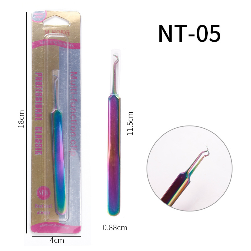 Venta caliente transfronteriza de acero inoxidable colorido pestañas postizas color titanio injertado pestañas pinzas de manicura puntiagudas de precisión