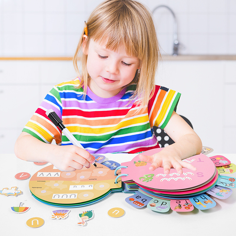 新款儿童早教撕拉粘 贴书字母数字益智类拼图控笔幼儿园3-6岁玩具