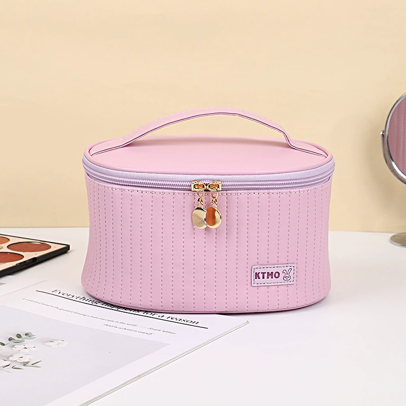 Polyurethane Cosmetic Bag, Handheld Waterproof Organizer, Spacious 24.2×19.6×3.6 cm